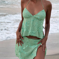 What A Coincidence Beaded Mini Skirt Teal