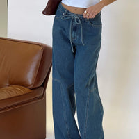 Bruiser Mid Rise Wide Leg Jeans Mid Blue Wash