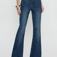 Wide World Mid Rise Bootleg Jeans Mid Blue