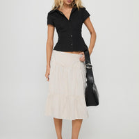 Cascades Low Rise Midi Skirt Beige / White Stripe