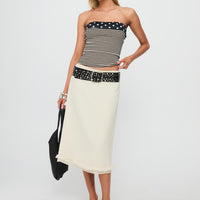 Rosette Frill Midi Skirt Cream