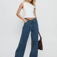 Bruiser Mid Rise Wide Leg Jeans Mid Blue Wash