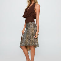 Diora Asymmetrical Midi Skirt Animal Print