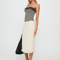 Rosette Frill Midi Skirt Cream
