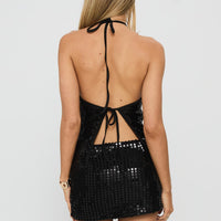 Zelaia Shimmer Mini Skirt Black