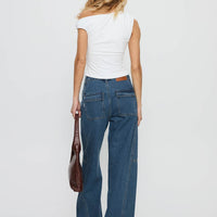 Bruiser Mid Rise Wide Leg Jeans Mid Blue Wash