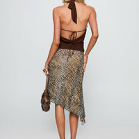 Diora Asymmetrical Midi Skirt Animal Print