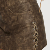 Ceejay Faux Leather Mini Skirt Brown