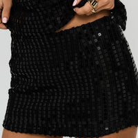 Zelaia Shimmer Mini Skirt Black