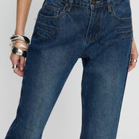 Wide World Mid Rise Bootleg Jeans Mid Blue