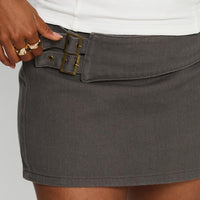 Winning Streak Cargo Denim Mini Skirt Dark Grey