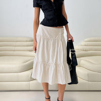 Cascades Low Rise Midi Skirt Beige / White Stripe