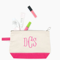 Pink Monogrammed Canvas Make-Up Bag