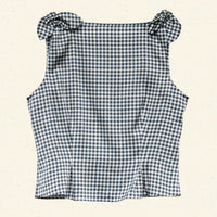 LIRIEL TOP -- NAVY VALENCIA GINGHAM