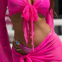 Palmer Long Sleeve Crop Neon Pink