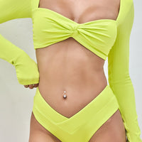 Tranquil Twist Long Sleeve Bikini Top -Sunny Lime