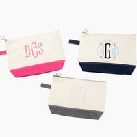 Pink Monogrammed Canvas Make-Up Bag