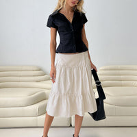 Cascades Low Rise Midi Skirt Beige / White Stripe