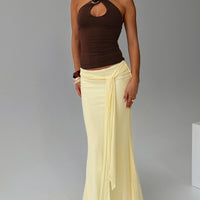 Caviar Tie Maxi Skirt Lemon