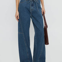 Bruiser Mid Rise Wide Leg Jeans Mid Blue Wash