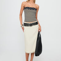 Rosette Frill Midi Skirt Cream