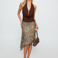 Diora Asymmetrical Midi Skirt Animal Print