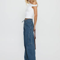 Bruiser Mid Rise Wide Leg Jeans Mid Blue Wash