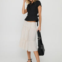 Cascades Low Rise Midi Skirt Beige / White Stripe