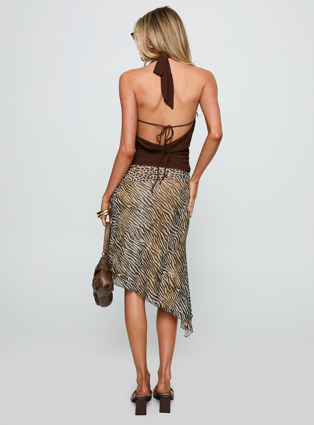 Diora Asymmetrical Midi Skirt Animal Print