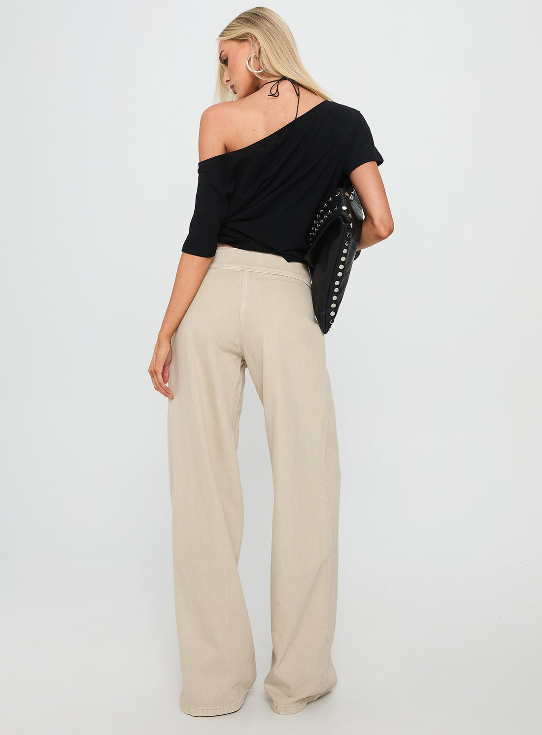 Boxie Mid Rise Wide Leg Jeans Cream