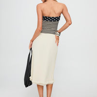 Rosette Frill Midi Skirt Cream