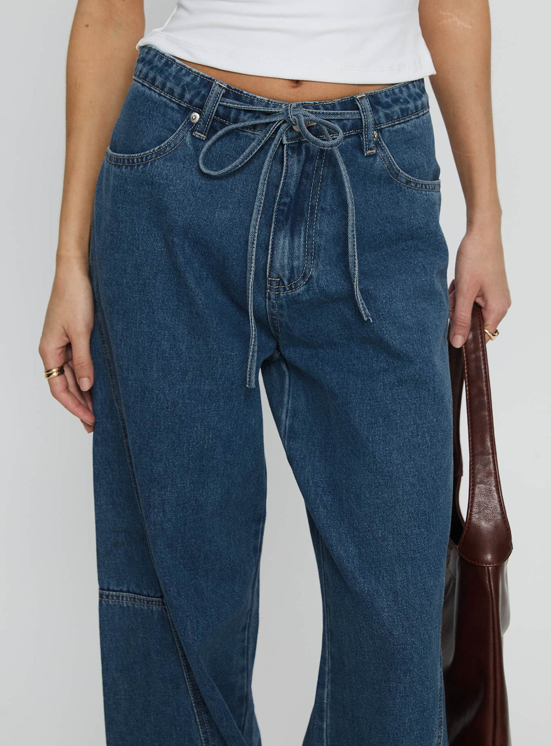 Bruiser Mid Rise Wide Leg Jeans Mid Blue Wash