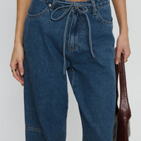 Bruiser Mid Rise Wide Leg Jeans Mid Blue Wash