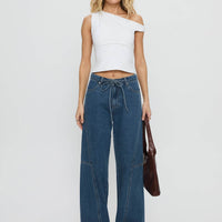 Bruiser Mid Rise Wide Leg Jeans Mid Blue Wash