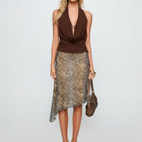 Diora Asymmetrical Midi Skirt Animal Print