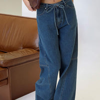 Bruiser Mid Rise Wide Leg Jeans Mid Blue Wash