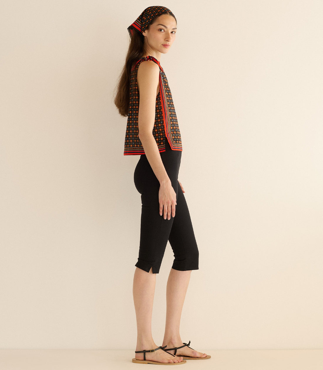 AMALIA TOP -- NOIR MONTMARTRE FOULARD