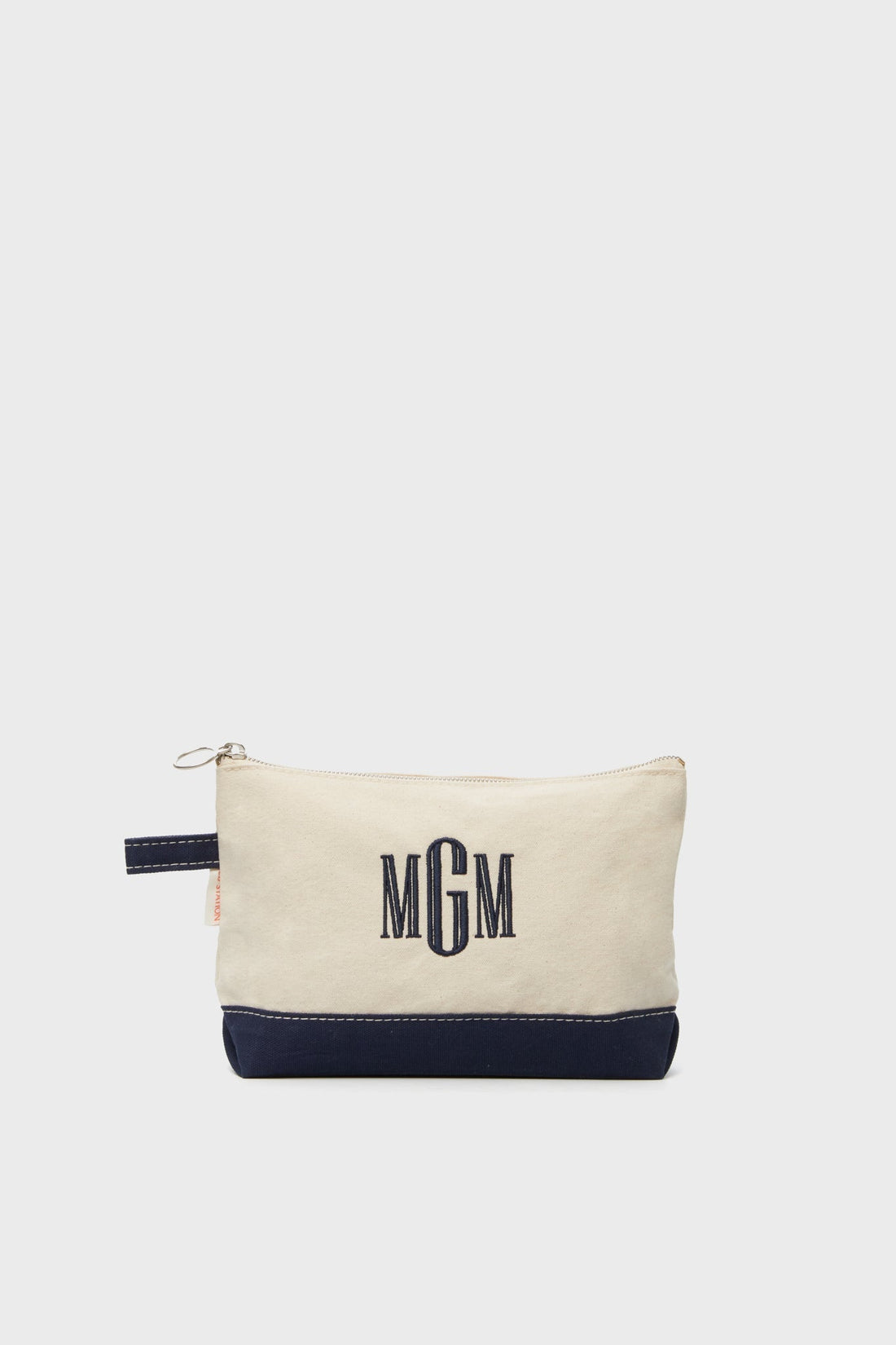 Navy Monogrammed Canvas Make-Up Bag