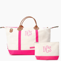 Pink Monogrammed Canvas Make-Up Bag