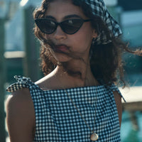 LIRIEL TOP -- NAVY VALENCIA GINGHAM