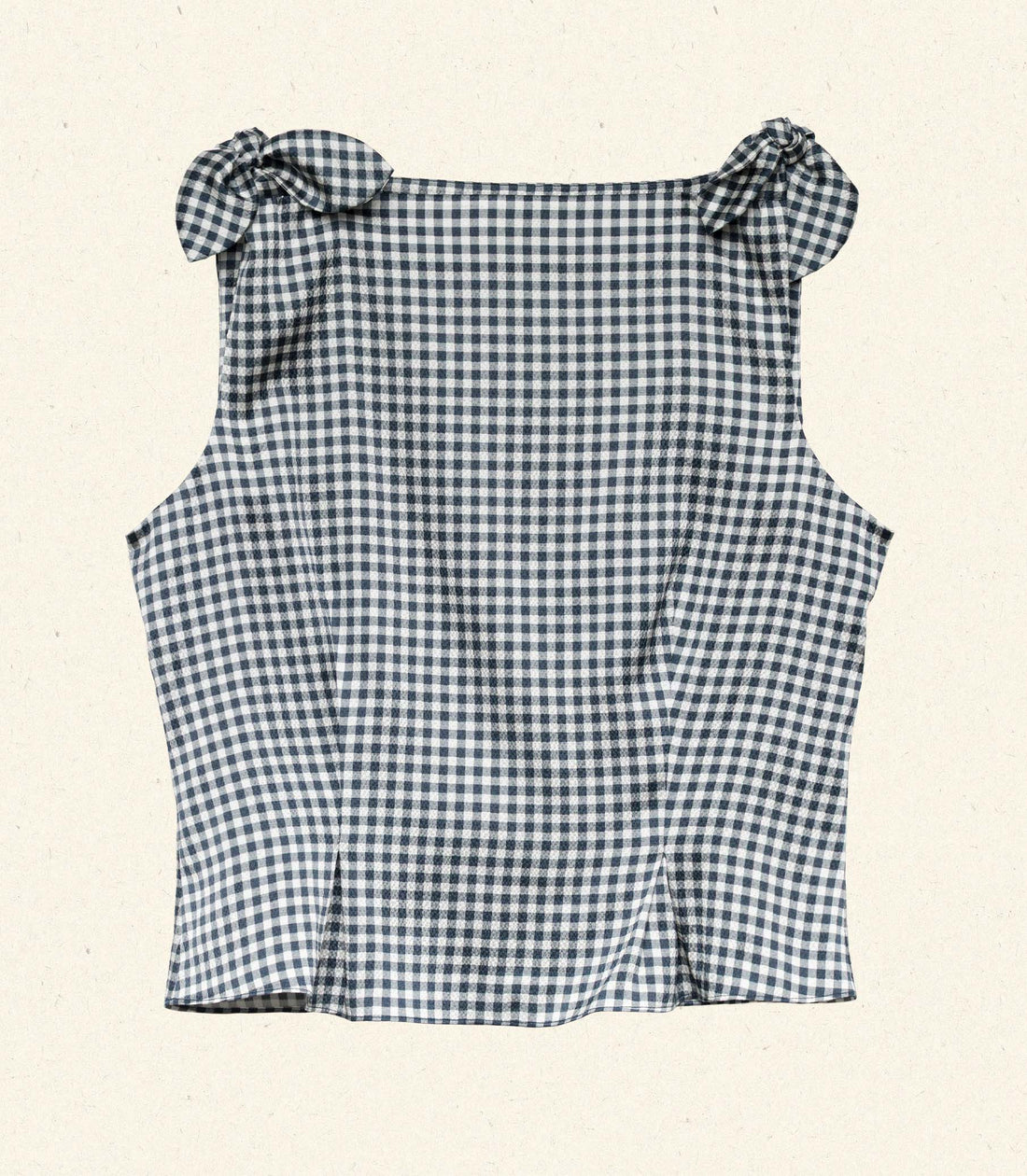 LIRIEL TOP -- NAVY VALENCIA GINGHAM