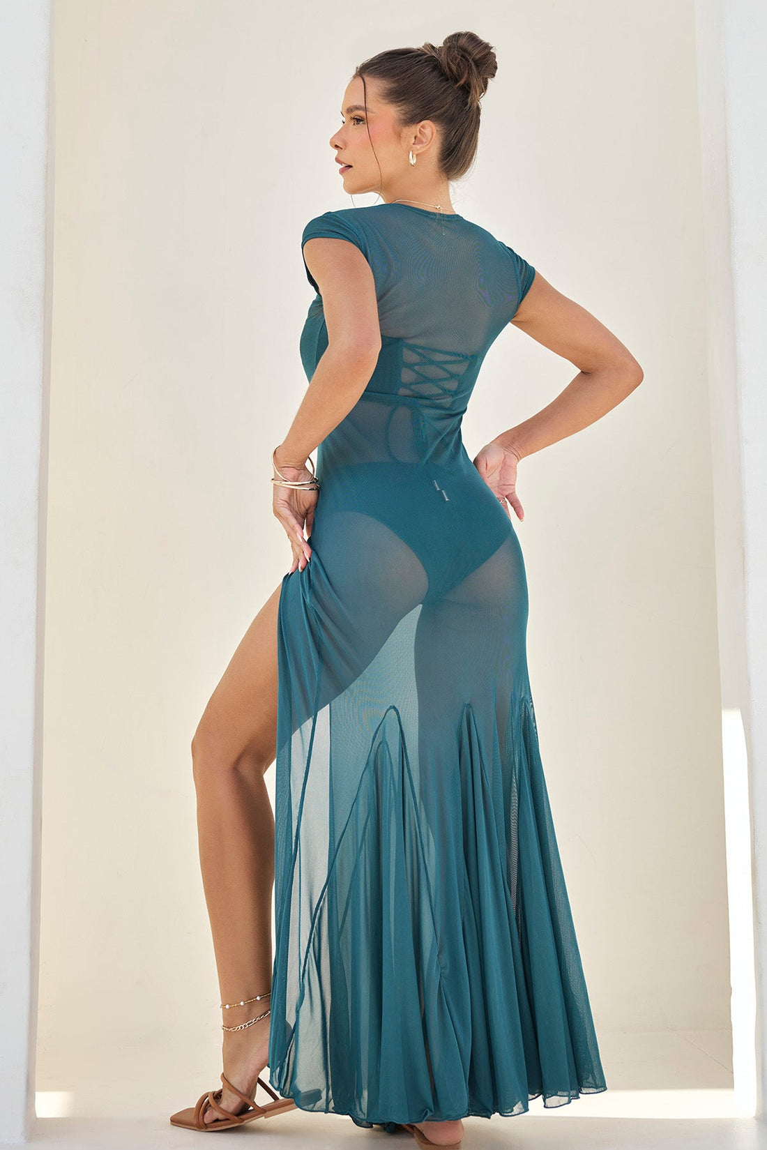 Mermaid Mesh Coverup Dress - Dark Sea