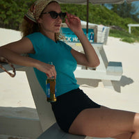 VIVI CASHMERE TEE -- MEDITERRANEAN SEA