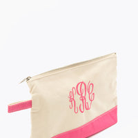 Pink Monogrammed Canvas Make-Up Bag